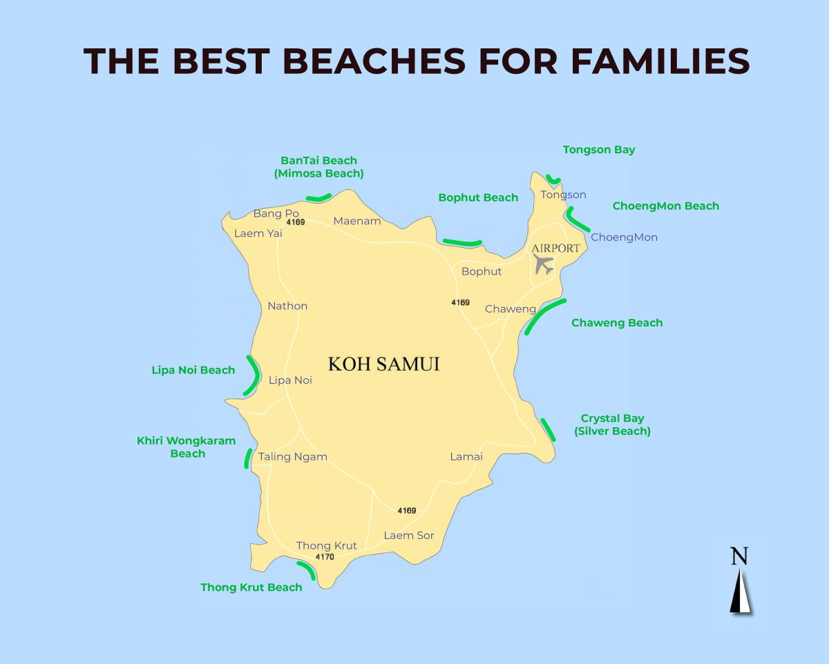 Map of the best beaches for families