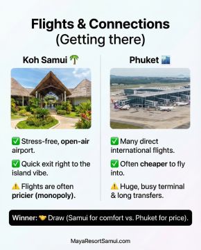 เกาะสมุยนำเสนอประสบการณ์สนามบินแบบเปิดโล่งที่ผ่อนคลายกว่าเมื่อเทียบกับสนามบินภูเก็ตที่วุ่นวาย หากคุณให้ความสำคัญกับการเดินทางมาถึงที่ปราศจากความเครียดและการเข้าถึงบรรยากาศของเกาะได้อย่างรวดเร็ว สมุยอาจเป็นตัวเลือกที่สมบูรณ์แบบสำหรับการพักผ่อนของครอบครัว